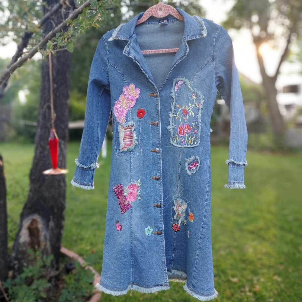 Vintage 90's Sara Sara Distressed Denim Jean Dress